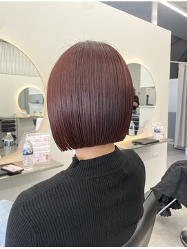 レノ 直江店(RENO) 切りっぱなしボブ／ピンクブラウン