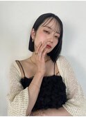 黒髪ボブ/大人ボブ/艶髪/シースルーバンク/切りっぱなしボブ