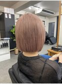ピンクミルクティー×ぱっつんボブ