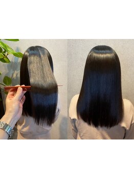 ダメージレスにこだわった施術で、カラーと同時に髪質改善ができる×ダメージレスで手触り◎