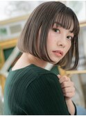 黒髪インナーカラー前下がり切りっぱなしボブh4上尾20代30代40代