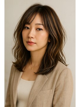 ビュートリアム265(BEAUTRIUM 265) ハイライトヘア ミディアムレイヤー 顔まわりカット 銀座