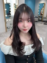 ボタン 熊本(VOTAN)&nbsp;透ける暗髪/レイヤーカット/顔まわり/韓国ヘア/熊本美容室