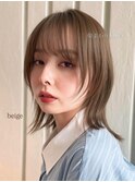 ボブ ミルクティーベージュ ブリーチなしダブルカラー