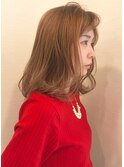 ☆ミディアムヘアスタイル「ピンクグレージュ」