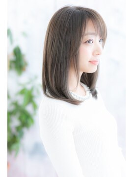 ミック ヘアアンドビューティー 大山店(miq  Hair&Beauty) 斜めバングxダークアッシュ＊ヌーディーワンカールストレートa