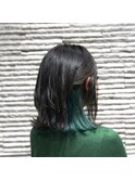 インナーカラー／イヤリングカラー/グリーン／グレージュ