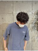 メンズ 黒髪マッシュ スパイラルパーマ