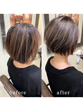 トルネード(TORNADO) 白髪ぼかしハイライト前下がりショートボブ　n11.20