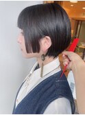 【morio原宿】黒髪姫カット　丸みショートボブ　個性的ショート