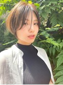 小顔ショートボブハイライトカラー大人ショートカット白髪ぼかし