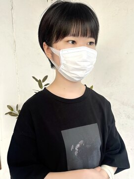 トレヘアー 京都 烏丸(tRe hair) マッシュショート　ブラック　20代30代40だい