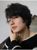 センターパートメンズマッシュパーマニュアンスパーマ刈り上げ