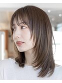 ミディアムレイヤー/大人可愛い/髪質改善/シースルーバング