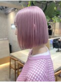 ミルクティーピンクアッシュベージュミディアムボブレイヤー韓国