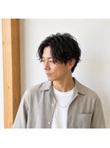大人メンズセンターパートナチュラルパーマ30代 40代 50代 60代