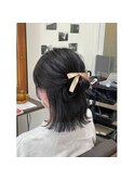 ダークブラウン+ハーフアップ