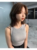 【前田七音】オリーブベージュ/韓国ヘア/くびれ巻き