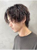 調布メンズパーマセンターパートツイストスパイラルパーマカット