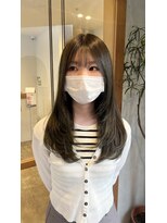 カノエ 松江学園店(canoe) 顔まわりレイヤー、オリーブヘアカラー