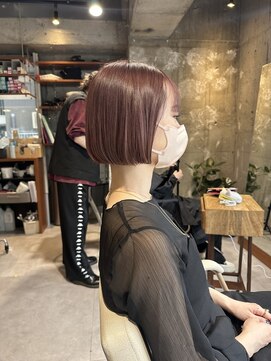 エス 大阪梅田店(es) ピンクブラウン×ボブ