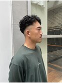 ナチュラルフェード×オールバックパーマ◎20代30代40代