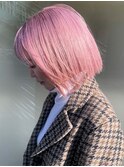 26外国人風カラーカシスレッドベイビーピンクネオンカラーボブ
