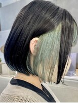 ジエクト カナウ(The Ect canow)&nbsp;ぱつっとボブ/インナーカラー/ミントグリーン/デザインカラー