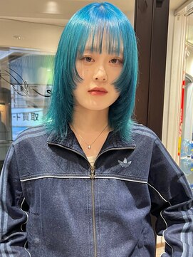 ラミエバイメルト 下北沢(lamie by melt) 村上/顔まわりレイヤー スカイブルー ケアブリーチ 下北沢