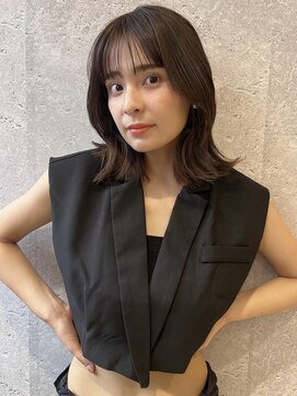 アース 三軒茶屋店(HAIR&MAKE EARTH) 三軒茶屋_レディース_セミロング_くびれ巻き_コテ巻き_ブラウン