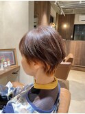 インナーカラー/オレンジ/アシメショート
