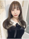グレージュカラー/アッシュグレージュ/レイヤーカット/韓国ヘア 