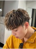 フェードパーマスペインカールセンターパート韓国マッシュ眉毛