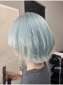 水色カラー/ペールブルー/ショートウルフ/滋賀美容室/草津美容室