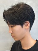 調布メンズパーマフェザーパーマセンターパートガイルヘアゆるめ