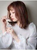 前髪パーマベビーピンクフレンチカジュアルこなれミディz川口