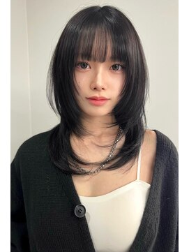 ランズ(LANDS) シアーブラック レイヤーカット 【韓国ヘア 大阪 梅田】