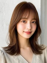 ロティー(loty)&nbsp;レイヤー 顔周りカット くびれヘア ベージュ 暗めカラー 20代