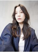 ロングレイヤーカット顔周りレイヤーウルフハッシュカット韓国