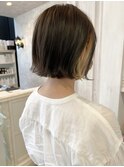 福山市美容室Caary人気 冬トレンドぱつんとボブインナーカラー