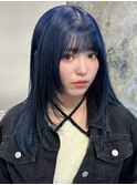 ダブルカラーブルーアッシュグレージュカラーレイヤーカット