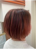 【オレンジ/バレイヤージュ/ショートカット】20代30代40代50代