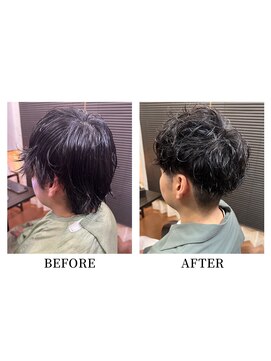ヘアーメイク クーラ 行橋店(Hair make CURA) 刈り上げツーブロック前下がりマッシュツイストスパイラルパーマ