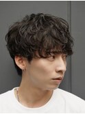 渋谷メンズマッシュウルフカット緩めシャドウパーマ波巻きパーマ