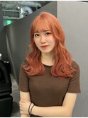 くびれヘア/アプリコットオレンジ/夏のヘアアレンジ