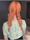 くびれヘア/アプリコットオレンジ/夏のヘアアレンジ/梅田