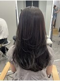 ハイレイヤーレイヤーカットブリーチ無しカラー顔周り韓国