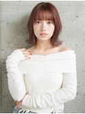 切りっぱなしボブ/ミルクティーベージュ/透明感カラー/レイヤー