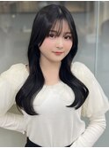 ロングレイヤー/ダークグレージュ/顔周りカット