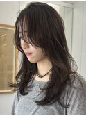 セミロングレイヤーカット顔周りレイヤーウルフハッシュカット